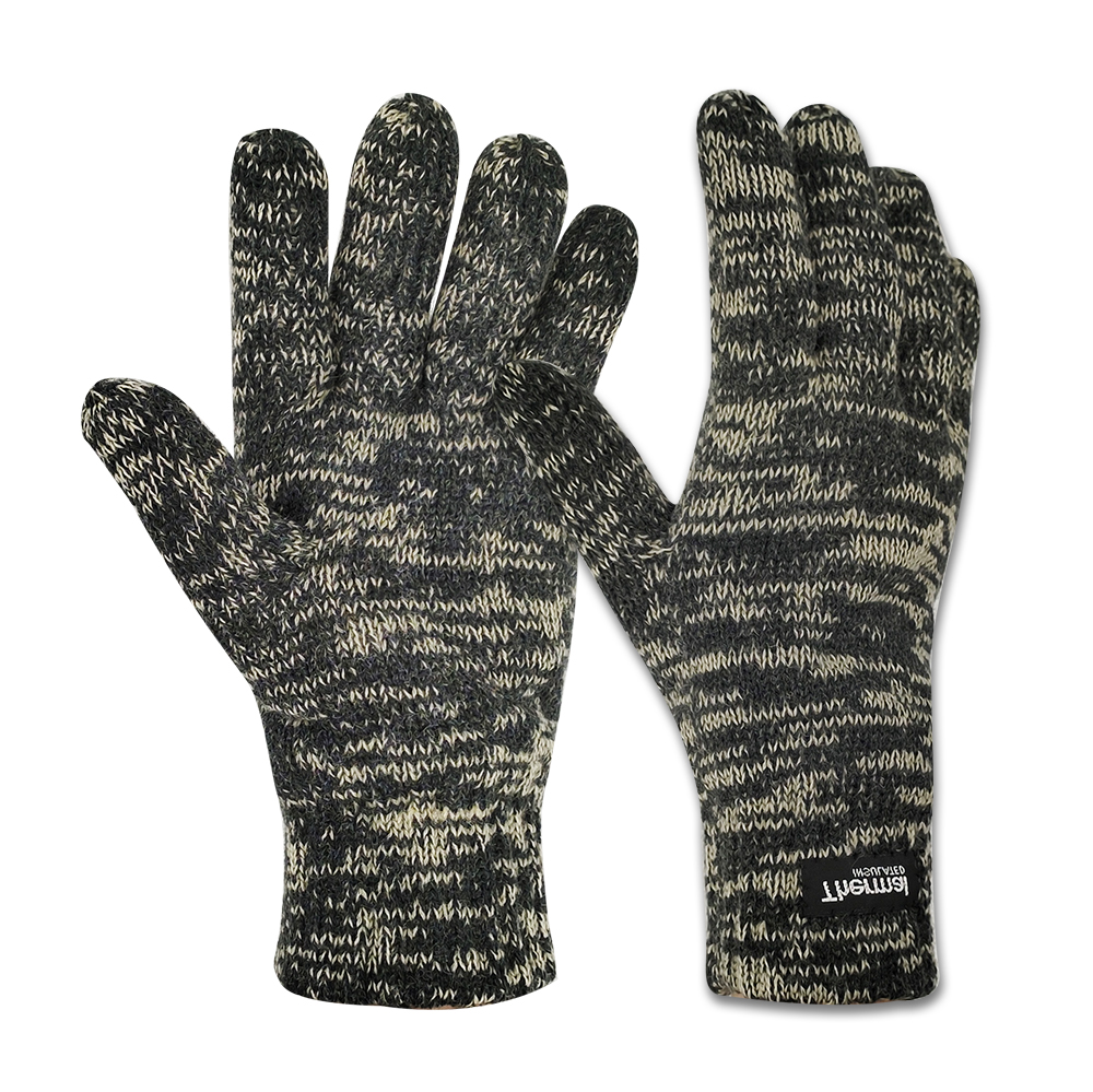 ragg wool and leather gloves