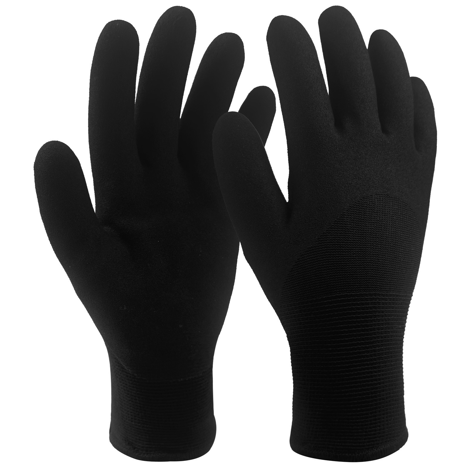 Dual Layer Touchscreen Winter Glove/ 15G Polyester string knit liner with 3/4 Latex Foam Coated /NCG010TBK