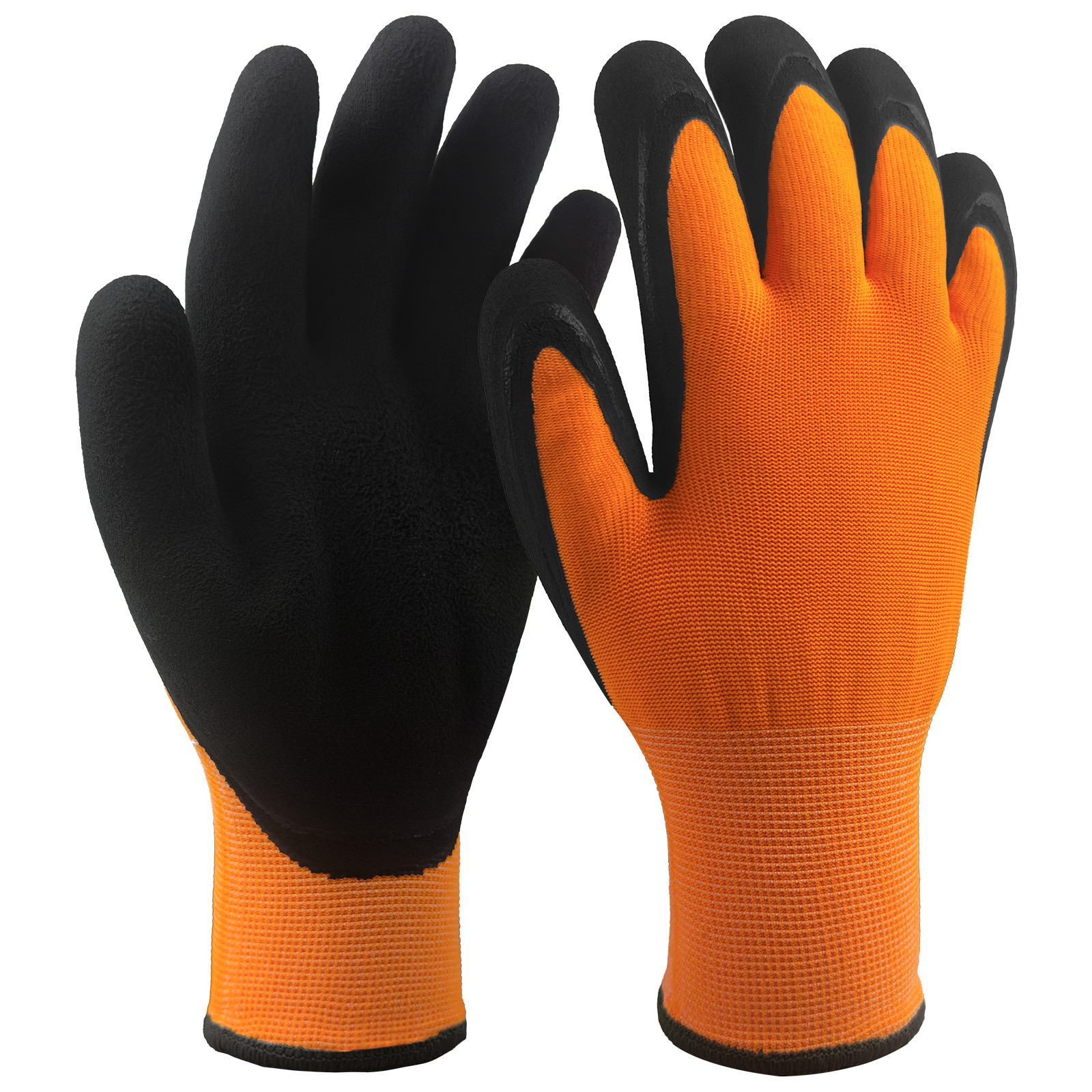 Dual Layer Winter Glove/ 15G Polyester string knit liner with 1/2 Latex Foam Coated / TCG001OR