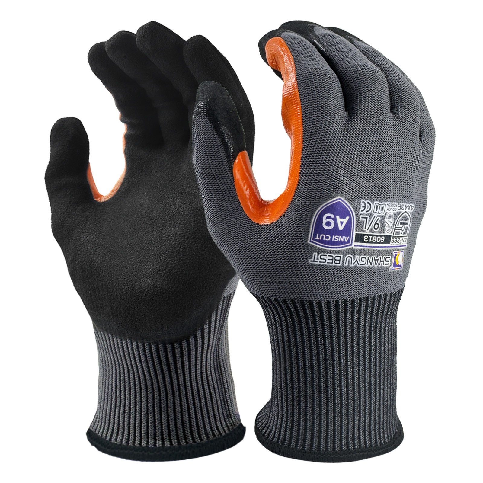 15G Sandy Nitrile Lengthen Reinforced Thumb Crotch A9 Cut Resistance Glove/60500